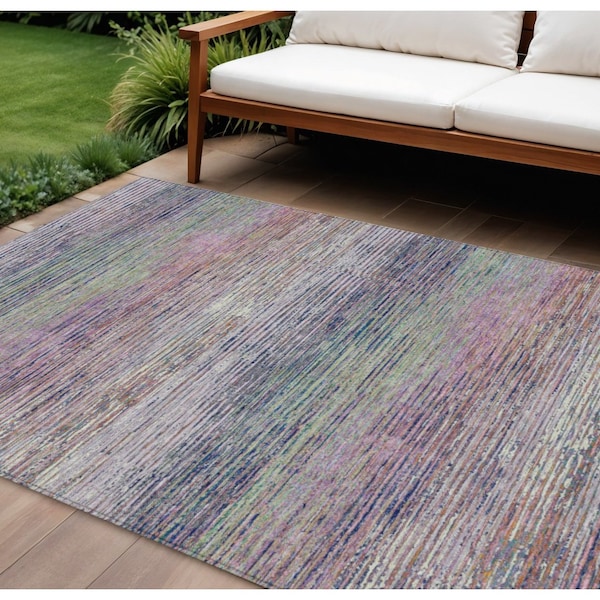 Homeroots 10' X 14' Blush Striped Washable Indoor Outdoor Area Rug 608460 - main