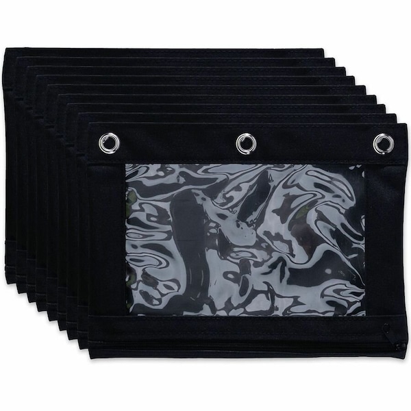 Business Source Binder Pencil Pouch, 10" x 7.4", Black, 6PK BSN18303 - main