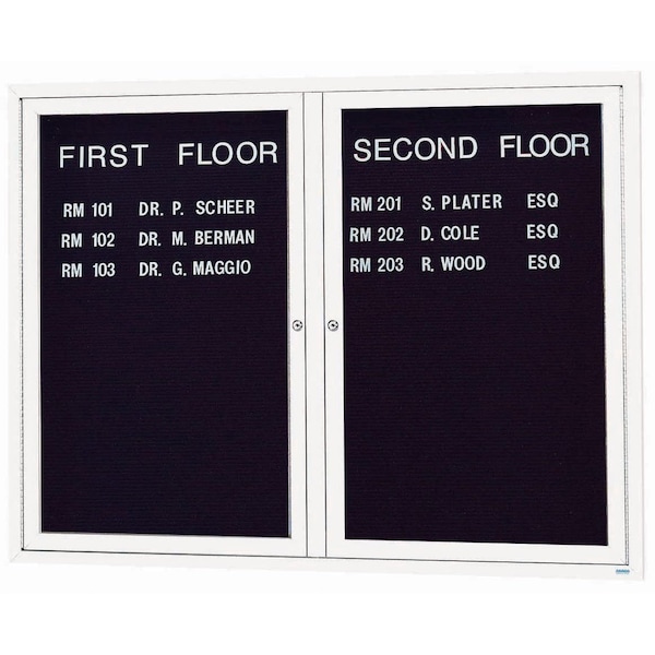 Aarco Outdoor Enclosed Directory w/ Al Frame, Powder Coated White, Letter Panel is Black Vinyl, 48''Hx60''W OADC4860W - main