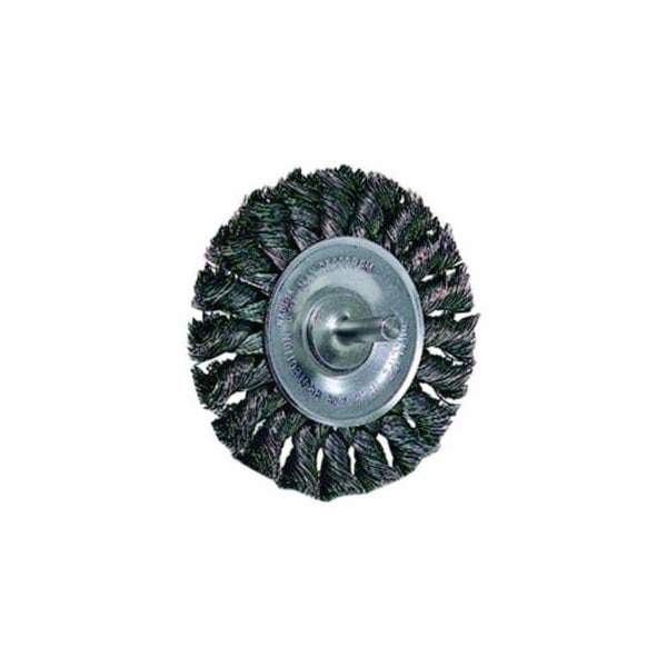 Weiler Standard Twist Knot Wire Wheel, 3-1/4 in dia x 3/8 in W Face, 0.014 in Steel Wire, 25000 RPM, 1/4 804-17681 - main