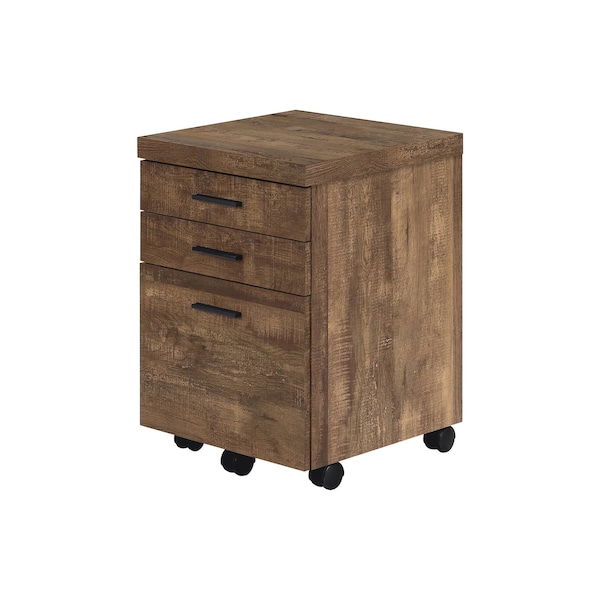 Homeroots 25" Brown Particle Board and Wood Filing Cabinet With Drawers 333501 - main