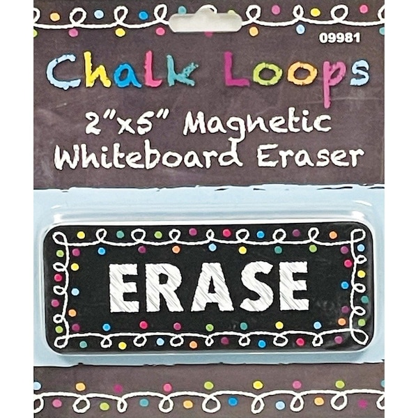 Ashley Productions Magnetic Whiteboard Eraser, Chalk Loops, 2in. x 5in., 6PK 09981 - main