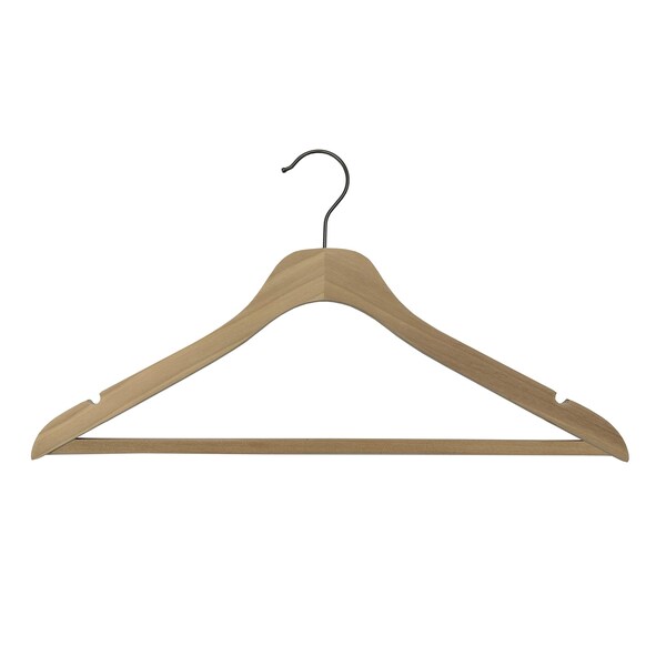 Nahanco 17in Raw Wooden SlimLine Suit Hanger w/ Pant Bar and Gunmetal Hook, 50PK SL71517WB50GM - main
