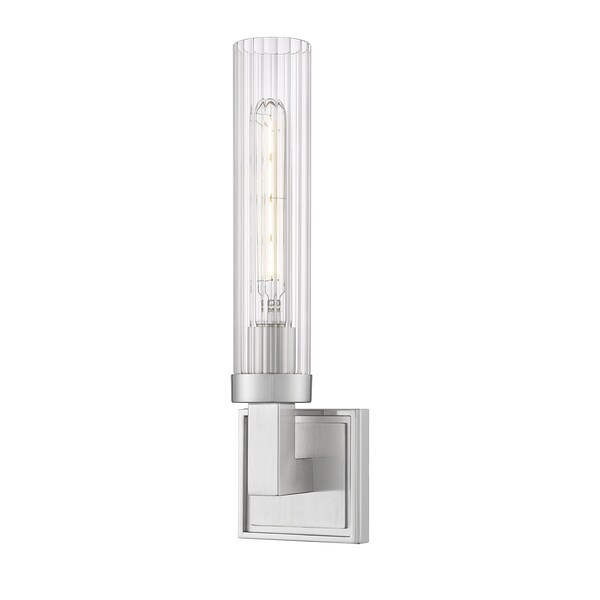Z-Lite Beau 1 Light Wall Sconce, Brushed Nickel/Clear Ribbed, 4.5 In W 740-1S-BN - main