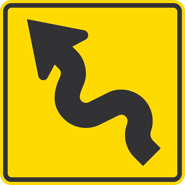 Lyle W1-5R, Right Winding Road Symbol, 30x30, Diamond Grade, Yellow G-15201-DG_30x30 - main