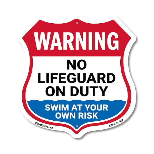 Signmission Warning No Lifeguard On Duty, 12 Inch X 12 Inch, Aluminum Metal Sign SHI-A-12-479 - main