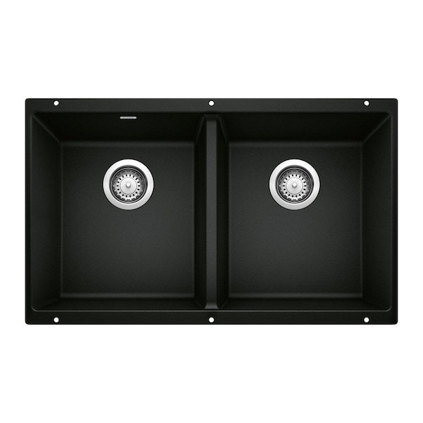 Blanco Precis Equal Double Bowl, Coal Black 442927 - main