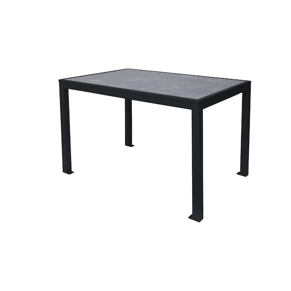 Bfm Seating Surf Inlay 4-Leg Bolt-Down Table 32x48 - Pietro Top - Black Frame - Umbrella hole optional PH4L3248PRBL - main