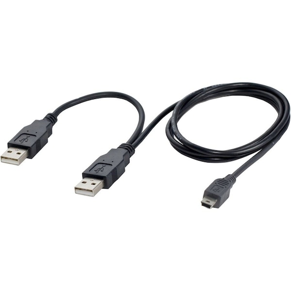 Syba Multimedia Double Strength USB Y Cable Combines Two Type-A Ports into a Mini-b 5-Pin, Black CL-CAB20042 - main