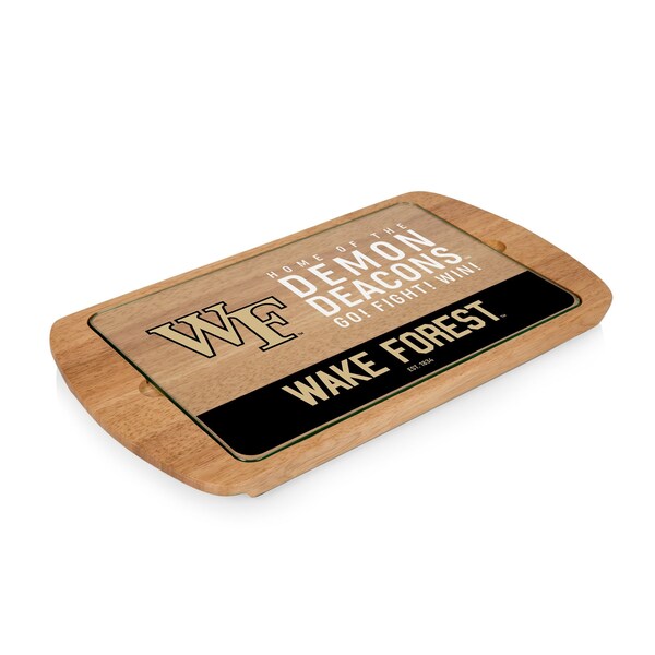 Picnic Time Family Of Brands NCAA Wake Forest Demon Deacons Billboard Glass Top Cheese Board - Charcuterie Boards, Parawood 911-01-505-614-0 - main
