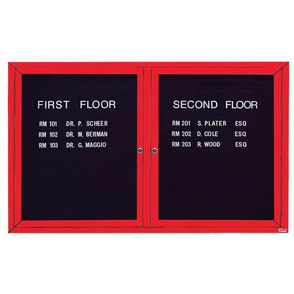 Aarco Outdoor Enclosed Directory w/ Al Frame, Powder Coated Red, Letter Panel is Black Vinyl, 36''Hx60''W OADC3660R - main
