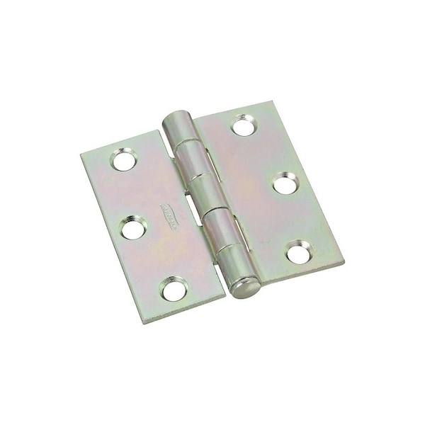 National Hardware Broad Hinge, 2-1/2 in W Frame Leaf, 0.077 in Thick Frame Leaf, Steel, Zinc, Mortise, 43 lb, 2PK N195-644 - main
