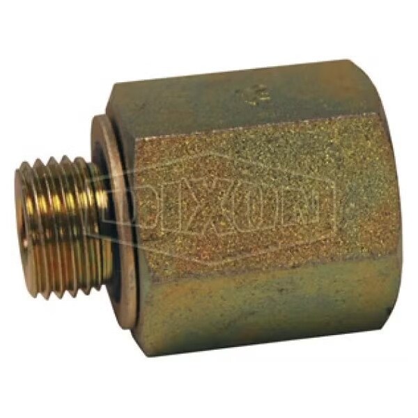 Dixon Hydraulic Tube To Pipe Adapter, 1/2-14 x M18x1.5 Nominal, Female NPTF x Male Metric Parallel, Steel M7455-8-18 - main