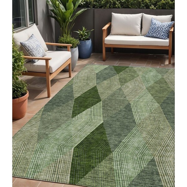 Homeroots 5' X 8' Green Mint Green And Sage Argyle Washable Indoor Outdoor Area Rug 613688 - main