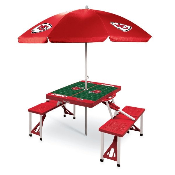 Picnic Time Family Of Brands Kansas City Chiefs - Picnic Table Portable Folding Table with Seats and Umbrella, (Red) 811-02-100-165-2 - main