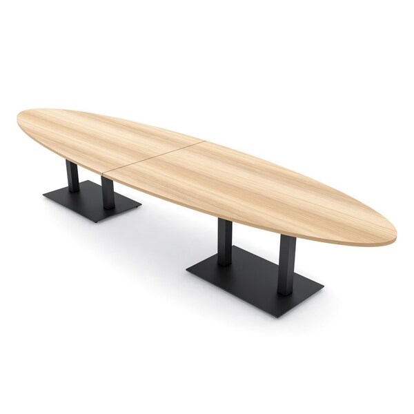 Skutchi Designs Oval Conference Table With Power, 48 in W, 168 in L, Brown HAR-OVL-48X168-DOU.BK-K525-NA - main