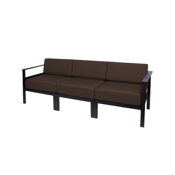 Bfm Seating Belmar 82in Outdoor Sectional Sofa with Sunbrella Cushions, Sand Black Frame PH6101BL-57014 - main