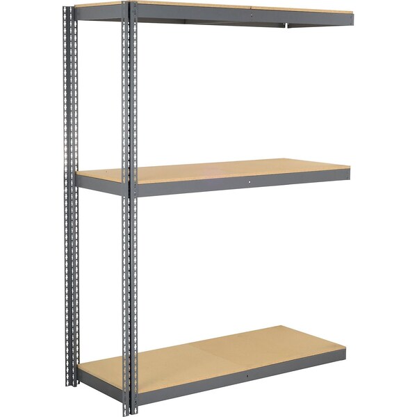 Global Industrial 3 Shelf, Heavy Duty Boltless Shelving, Add On, 72"W x 18"D x 72"H, Wood Deck B3171285 - main