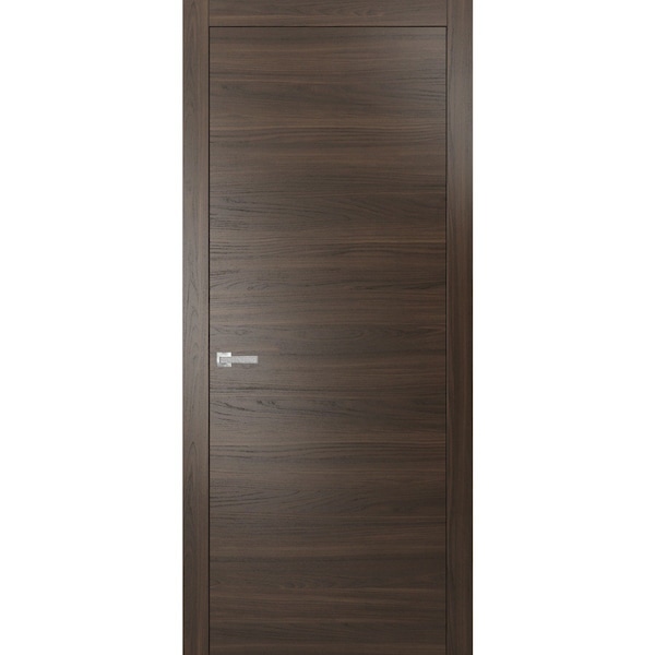 Sartodoors Modern Solid Interior Door with Handle, Planum 0010 Chocolate Ash, Single Regural Panel Frame Trims PLANUM0010ID-CA-3284 - main