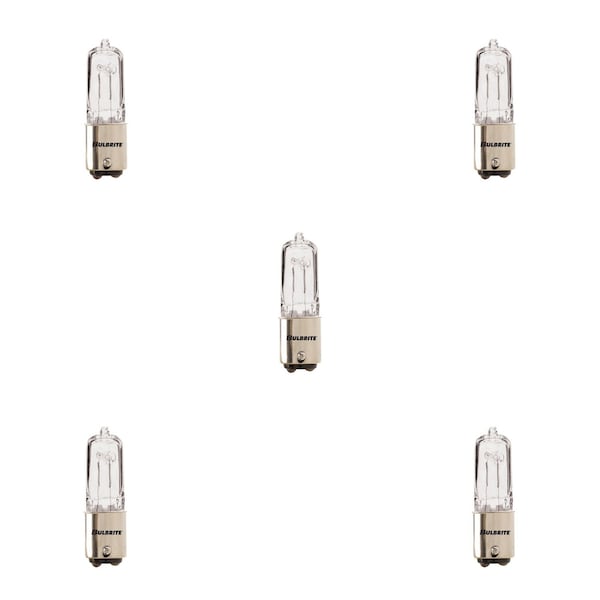 Bulbrite 75W 120V Dimmable Clear T4 Halogen Mini Bulbs, Double-Contact Bayonet BA15D Base, 2900K, 5PK 860812 - main