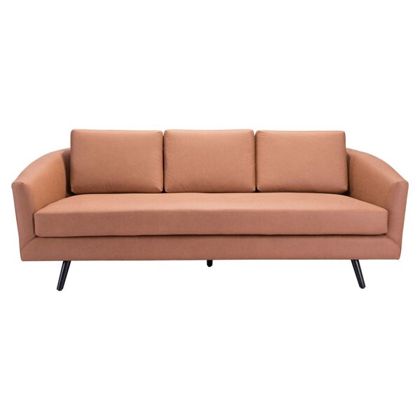 Homeroots 79" Brown Faux Leather Sofa With Black Legs 396463 - main