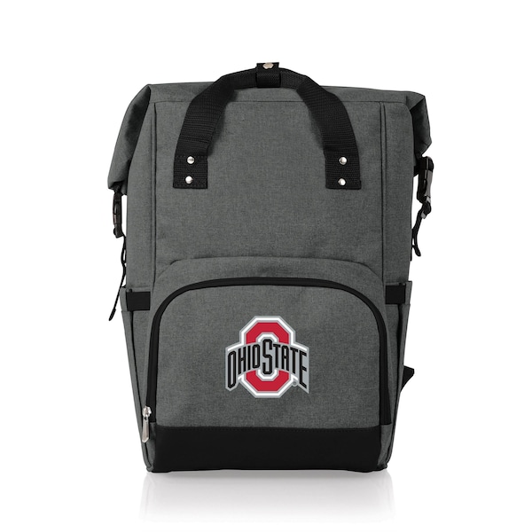 Picnic Time Family Of Brands NCAA Ohio State Buckeyes On The Go Roll-Top Backpack CoolerHeathered Gray 616-00-105-446-0 - main