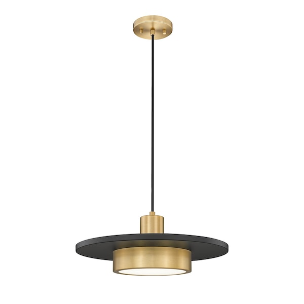 Z-Lite Ludo Matte Black + Modern Gold 1 Light Pendant 829P16-MB-MGLD-LED - main