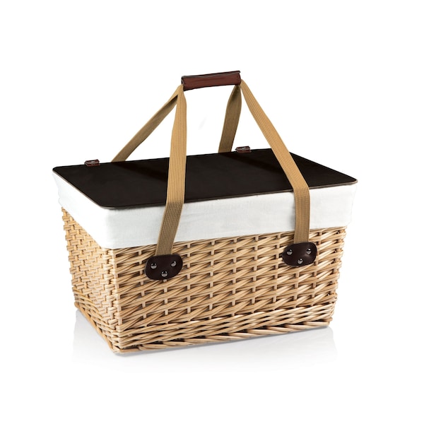 Picnic Time Family Of Brands Canasta Grande Wicker Basket, Beige Canvas with Brown Lid 119-00-190-000-0 - main