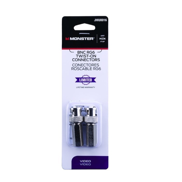 Monster Cable Just Hook It Up Twist-On BNC Coaxial Connector, 2PK JHIU0016 - main