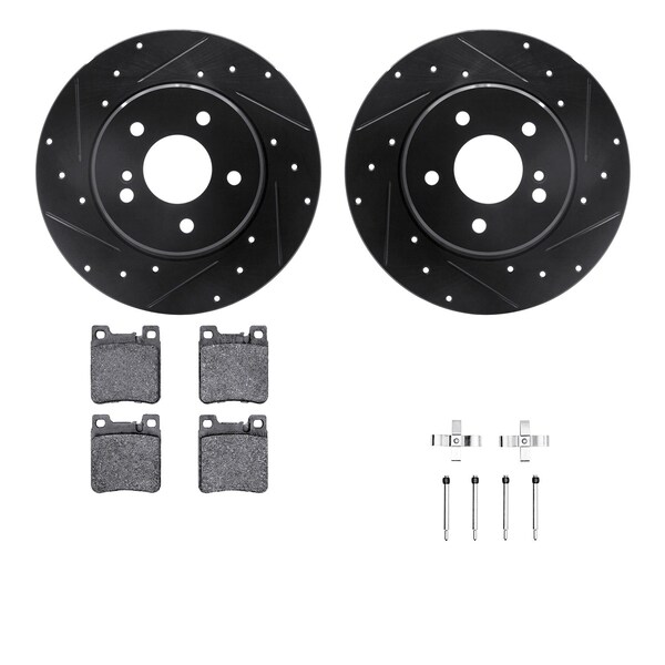 Dynamic Friction Co DFC Rotors-Drilled & Slotted-Black w/ EURO 5000 Ceramic Brake Pads Incl Hdw 8612-63050 - main