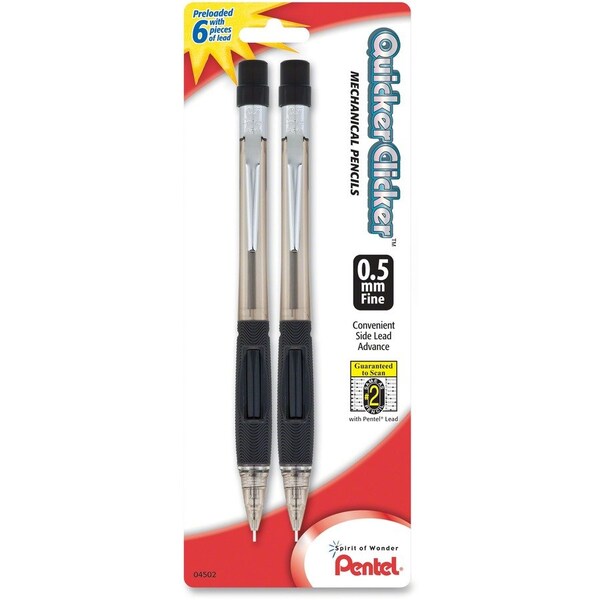 Pentel PD345BP2K6 Quicker Clicker Mechanical Pencil 0.5 mm Smoke 2-Pk PD345BP2K6 - main