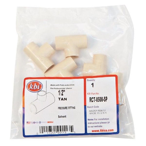 Kbi RCT-0500-SP Cpvc Tee 0.5 in. Slip, 10PK 4486692 - main