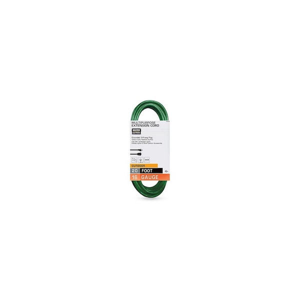 Master Electrician Outdoor Extension Cord, 16/3 SJTW, Green, 20-Ft. 02352-05ME - main