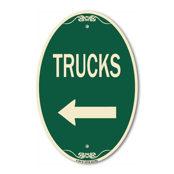 Signmission Trucks Sign Trucks With Left Arrow, 12 Inch X 18 Inch Architectural Oval, Heavy Gauge Aluminum A-OV-G-1218-22781 - main