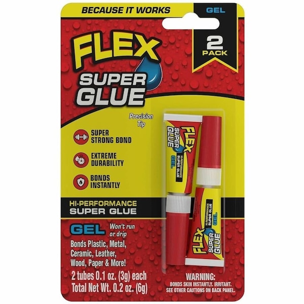 Flex Seal Super Glue, Clear, 2 x 0.1 oz. (3g), 8 PK SGGEL2X3 - main