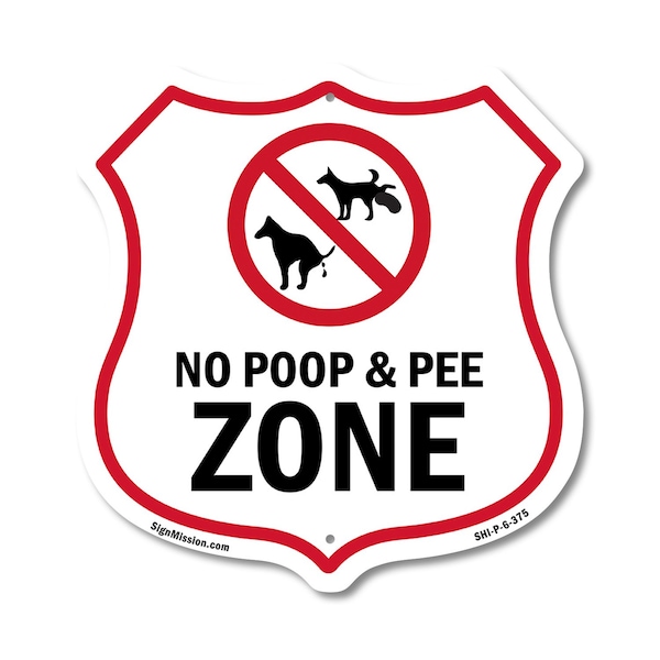 Signmission Dog Poop Shield Sign No Poop & Pee Zone, 6 Inch X 6 Inch, Plastic Sign SHI-P-6-375 - main