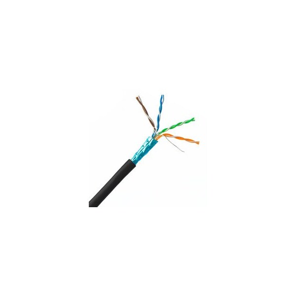 Cable Wholesale Plenum Cat6 Bulk Cable, Black, Solid, Shielded, CMP, 23 AWG, Spool, 1000 foot 11X8-522NH - main
