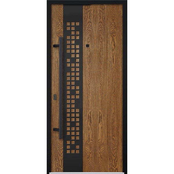 Vdomdoors Steel Door Deux 6678 Natural Oak Entry Door Painted W36xH80 Right hand Inswing DEUX6678EXD-OAK-W36 x H80-RH-I - main