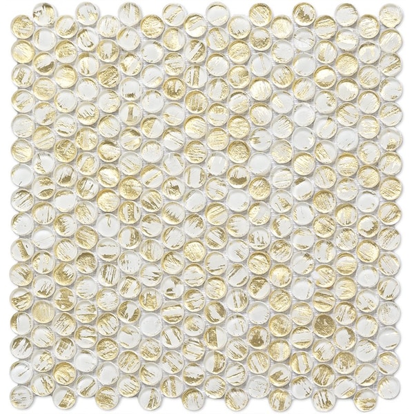 Apollo Tile Majeste 12.2inx12.2in Glossy White and Gold Glass Mosaic Wall and Floor Tile 10.34 sqft/case, 10PK APLAPN8806A - main