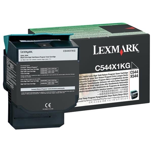 Lexmark C544, X544 Extra High Yield Black Return Program Toner Cartridge 6,000 Yield C544X1KG - main