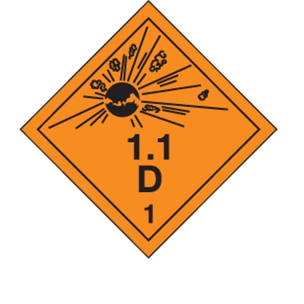 Accuform TDG PLACARD HAZARD CLASS 1 TCP104CT100 TCP104CT100 - main