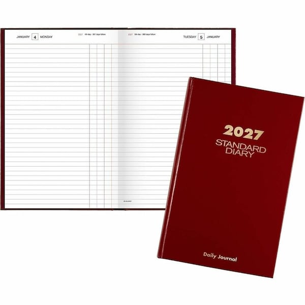 At-A-Glance Standard Diary Daily Journal, 2025 Edition, Wide/Legal Rule, Red Cover, (210) 12 x 7.75 Sheets SD377-13 - main