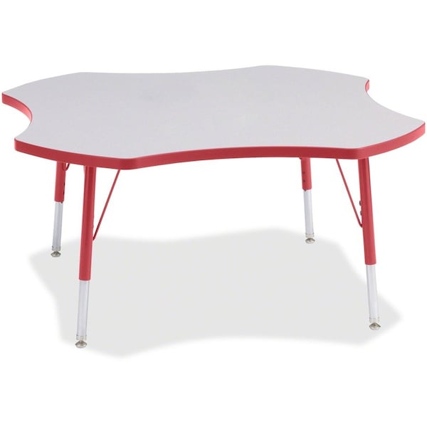 Jonti-Craft Berries Four Leaf Activity Table, E-height, Freckled Gray/Red/Gray 6453JCE008 - main