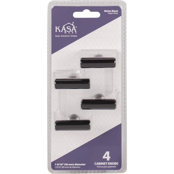Hardware Resources KasaWare 7/16'' Diameter Matte Black Cabinet Knob, 4PK K294MB-4 - main