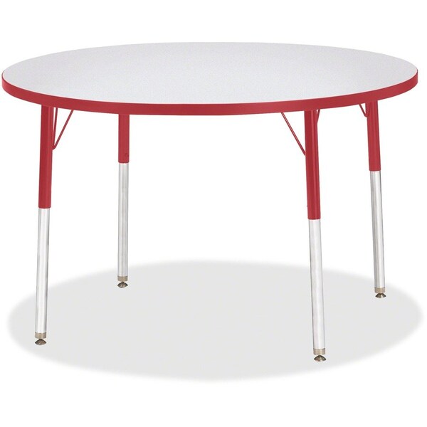 Jonti-Craft Berries Round Activity Table, 42 in. Diameter, A-height, Freckled Gray/Red/Gray 6468JCA008 - main