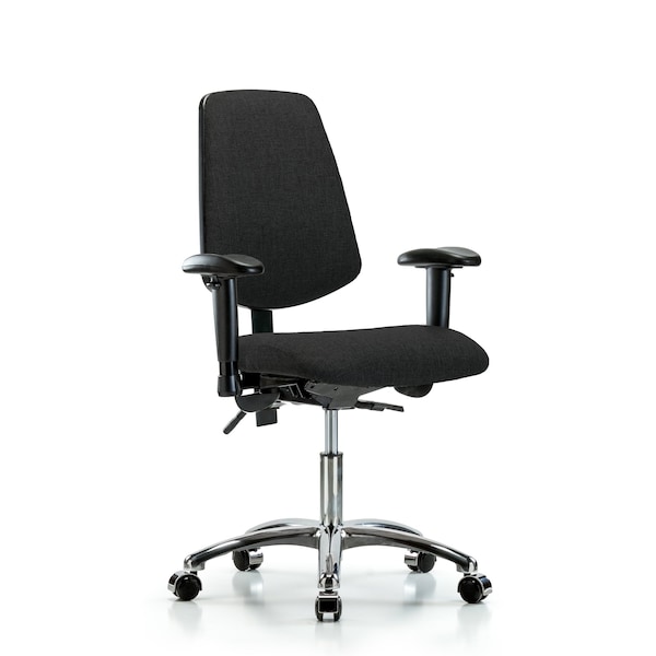Blue Ridge Ergonomics Desk Chair Fab Desk Chair, Med, Bk, Cast, Blk, Adjustable Arms, 19" to 24" Height, Fabric, Black BR-FDHCH-MB-CR-T1-A1-CC-F42 - main