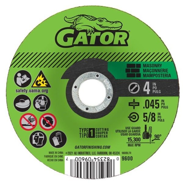 Ali Gator Cut-Off Wheel, 4 in Dia, 0.045 in Thick, 5/8 in Arbor, C24R Grit 9600 - main