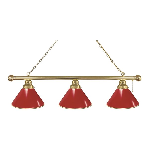 Holland Bar Stool Co Red 3 Shade Billiard Light, Brass Fixture BL3BRRed - main