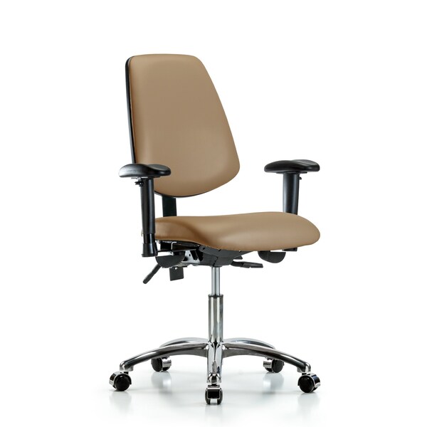 Blue Ridge Ergonomics Desk Chair Desk Chair, Vinyl, Med, Bk, Cast, Taupe, Adjustable Arms, 18" to 23" Height, Vinyl, Taupe BR-VDHCH-MB-CR-T1-A1-CC-8584 - main