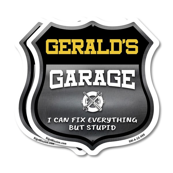 Signmission Gerald's Garage I Can Fix Everything But Stupid, 12 inch X 12 inch, Plastic Sign, 2PK SHI-P-2PACK-12-490-GERALD - main